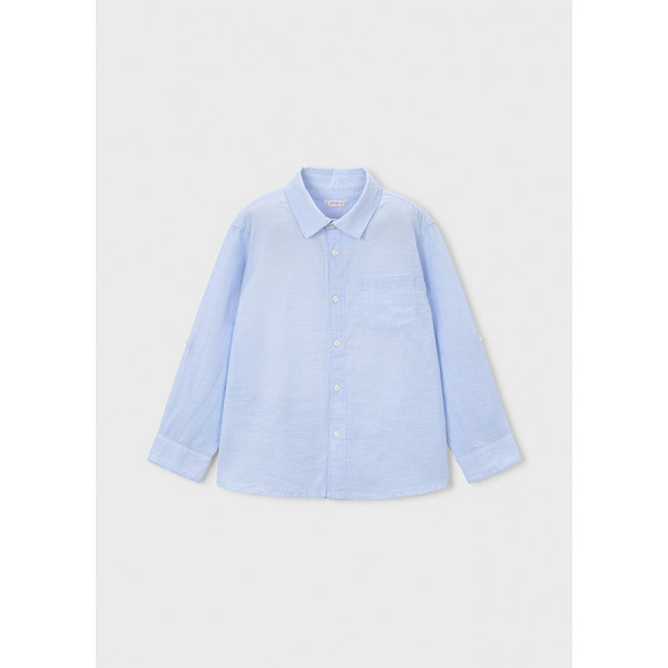 Mayoral Πουκαμισο μακρ/κο λινο γιακας γαλαζιο 26-03119-039 3119