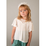 Mayoral Πουκαμισα συνδυασμενη γκιπουρ κρεμ 26-03197-034 3197