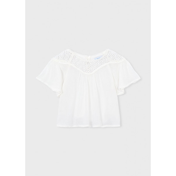 Mayoral Πουκαμισα συνδυασμενη γκιπουρ κρεμ 26-03197-034 3197