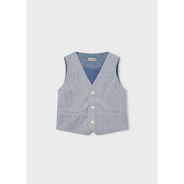 Mayoral Γιλεκο λινο suiting μπλε ριγε 26-03379-025 3379