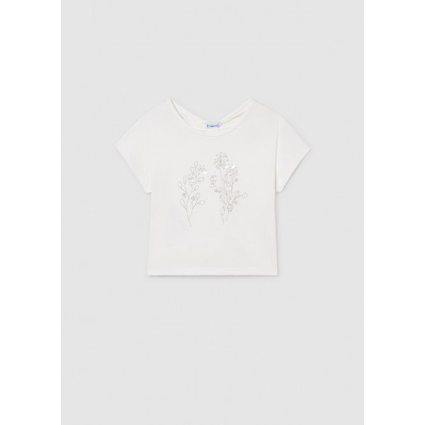 Mayoral Μπλουζα κοντομανικη παγιετες εκρου 26-06002-091 6002