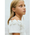 Mayoral Μπλουζα κοντομ λουλουδια 3D εκρου 26-06003-095 6003