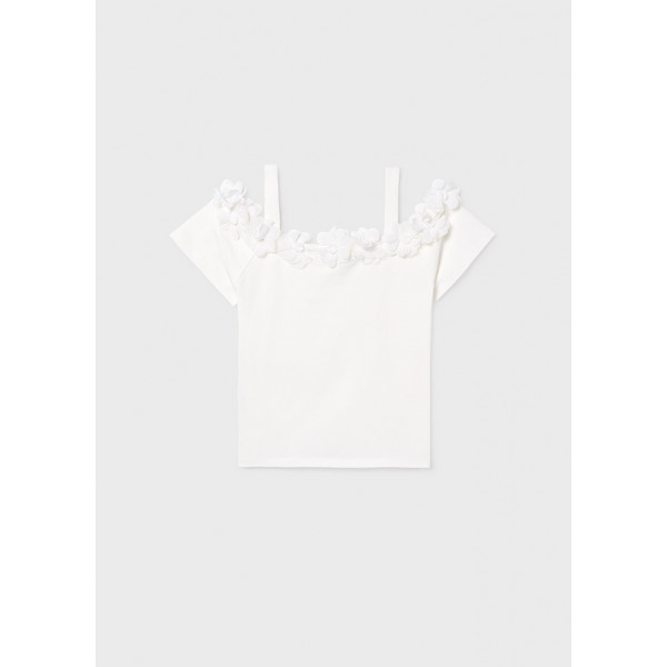 Mayoral Μπλουζα κοντομ λουλουδια 3D εκρου 26-06003-095 6003