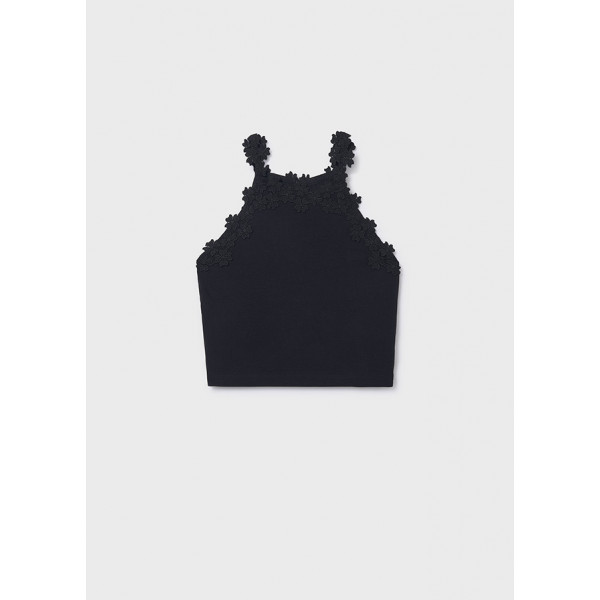 Mayoral Μπλουζα τιραντες δαντελ γκιπο μαυρο 26-06015-021 6015