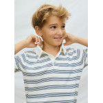 Mayoral Πολο κοντ/κο πλεκτο κρεμ-μπλε 26-06162-046 6162