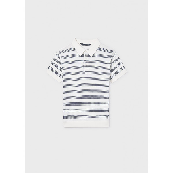 Mayoral Πολο κοντ/κο πλεκτο κρεμ-μπλε 26-06162-046 6162