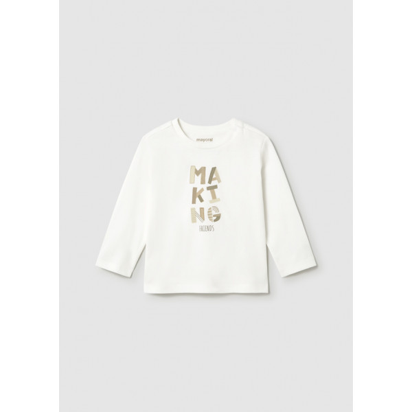 Mayoral T-Shirt μακρυμανικο basic κρεμ 16-00108-017 108
