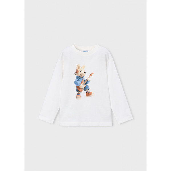 Mayoral T-Shirt μακρυμανικο ζωακι κρεμ 16-04017-086 4017