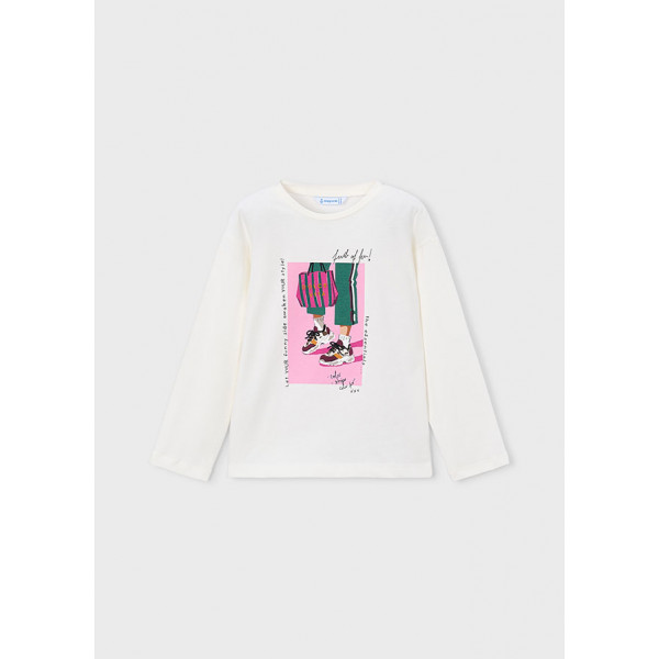 Mayoral T-Shirt μακρυμανικο εκρου-πρασ 16-04031-094 4031