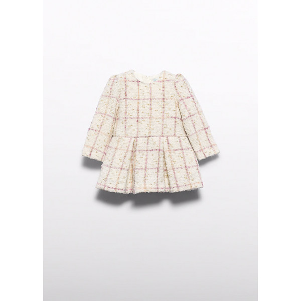 Abel and Lula Φορεμα tweed καρο μπεζ 16-05515-009 5515