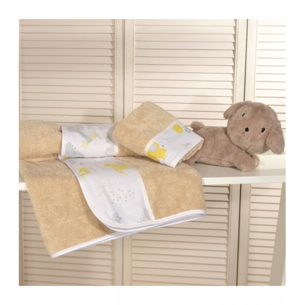 Oliver Baby σετ πετσέτες μπεζ 2 τεμ σχεδιο 203 100% βαμβάκι 450 ΓΡΜ/ΤΜ - 30Χ50 70Χ120