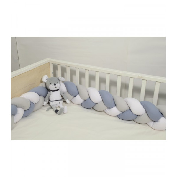 Oliver Baby Des.3175 πλεξούδα Ραφ - Λευκό - Γκρι τριπλή Βαμβακερή 20x200
