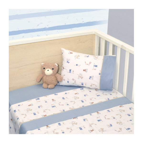 Oliver Baby Des.414 Σεντόνια Κούνιας Σετ 3τ -110x170 Μπλε
