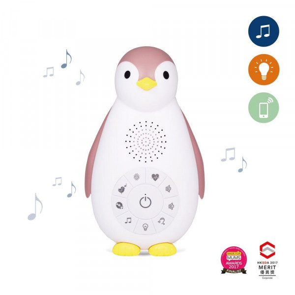 Zazu ZOE Πιγκουίνος νανουρίσματος, Συσκευή με Bluetooth και φως νυκτός PINK