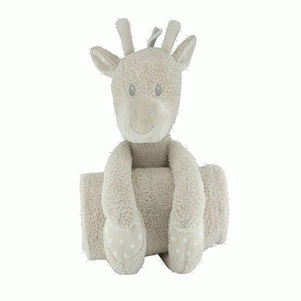 Bo Jungle Λούτρινο Ζωάκι Καμηλοπάρδαλη Σετ με Παιδική Κουβέρτα 75x95