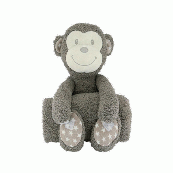 Bo Jungle Λούτρινο Ζωάκι Μαϊμού Σετ με Παιδική Κουβέρτα 75x95