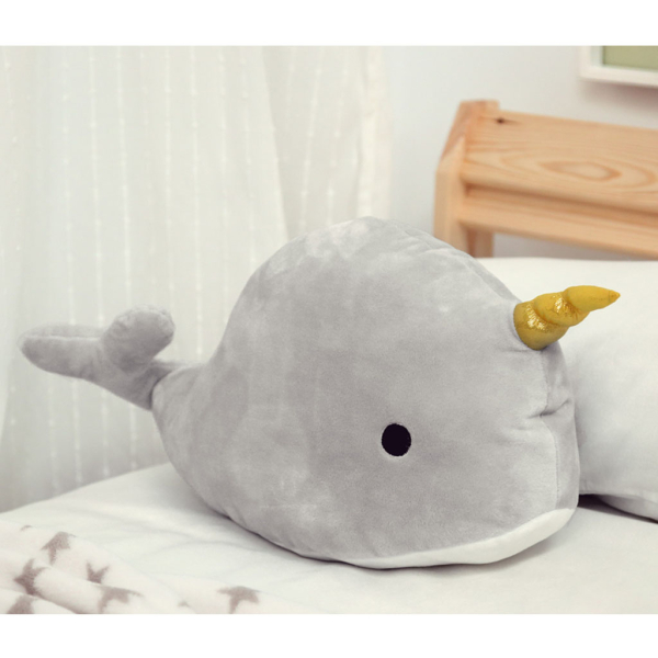 Kiokids Βελoύδινο Μαξιλάρι Φάλαινα-Μονόκερος Γκρι 2433