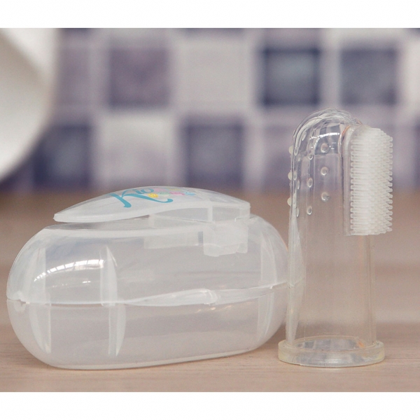 Kiokids Βρεφική Οδοντοβουρτσα Σιλικονης με Θήκη 0-18Μ 1621