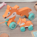 Kiokids Ξύλινη Συρόμενη Αλεπού με Αλεπουδάκι 2301