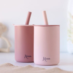 Kiokids Σετ Ποτήρια Σιλικόνης με Καλάμάκι 180ml Ροζ 3508