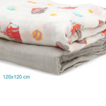 Kiokids Μουσελίνα Bamboo Grey 120x120cm 2τμ 3150