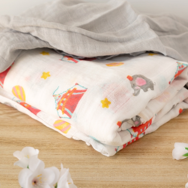 Kiokids Μουσελίνα Bamboo Grey 120x120cm 2τμ 3150