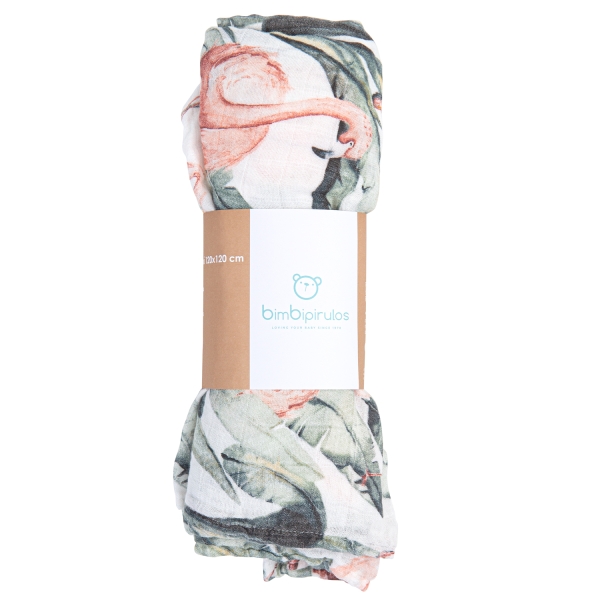 Bimbidreams Μουσελίνα Bamboo 120x120cm Flamingo 564C1401