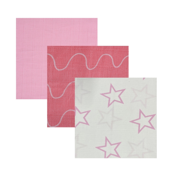 Bimbidreams Σετ Πάνες Αγκαλιάς Stars Ροζ 70x80cm. 3τμχ 56304504