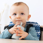 Kiokids Σετ Ποτήρια Σιλικόνης 2τμχ.με Καλαμάκι 180ml Γκρι 3801
