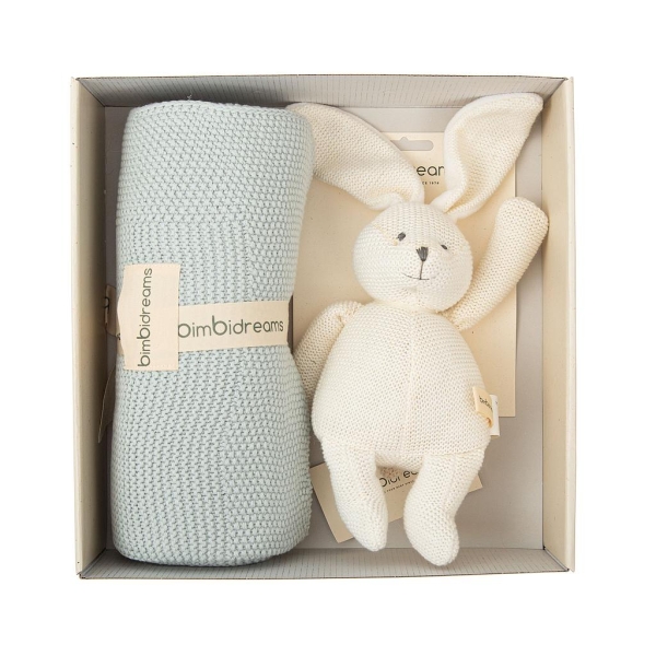 Bimbidreams Σετ Δώρου Κουβέρτα Bamboo Μέντα 75x90εκ.με Κουνελάκι. CR2000ME