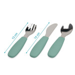 Kiokids Ανοξείδωτα Μαχαροπίρουνα με Λαβή Σιλικόνης Μεντα 6+Μ. Σετ 3τμχ. 4166