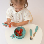 Kiokids Ανοξείδωτα Μαχαροπίρουνα με Λαβή Σιλικόνης Μεντα 6+Μ. Σετ 3τμχ. 4166