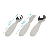 Kiokids Ανοξείδωτα Μαχαροπίρουνα με Λαβή Σιλικόνης Γκρι 6+Μ. Σετ 3τμχ. 4165