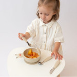 Kiokids Ανοξείδωτα Μαχαροπίρουνα με Λαβή Σιλικόνης Μπεζ 6+Μ.  Σετ 3τμχ. 4167