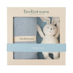 Bimbidreams Σετ Δώρου Κουβέρτα Αγκαλιάς Bamboo με Πλεκτό Κουνελάκι 75x90εκ. Μπλε CR2000AG