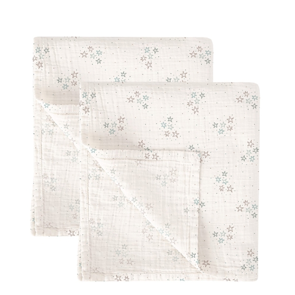 Bimbidreams Πάνες Αγκαλιάς Μουσελίνα Stars Blue 60x60εκ. Σετ 2τμχ 548C2913