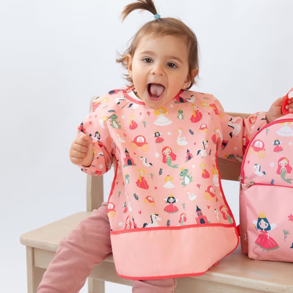 Kiokids Αδιάβροχη Σαλιάρα-Ποδιά με Μανίκια Tales Ροζ 5416