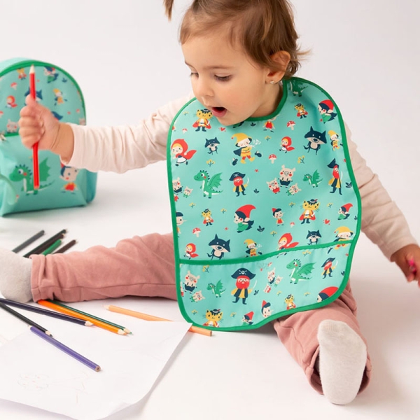 Kiokids Αδιάβροχη Σαλιάρα με τσέπη Tales Μέντα 5657