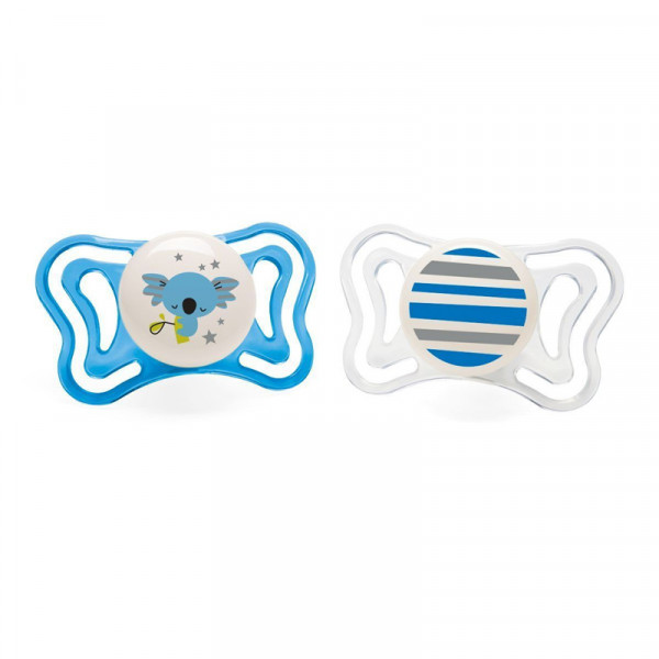 Chicco Πιπίλα PhysioForma Light 6-16 μηνών Νύχτας Blue (2τμχ) (1+1Δώρο) 71033-41.