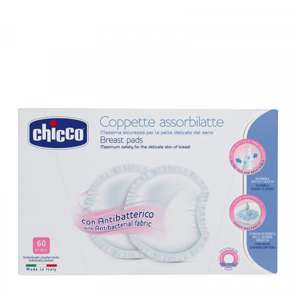 Chicco Επιθέματα Στήθους Αντιβακτηριακά 60τμχ 61773-00