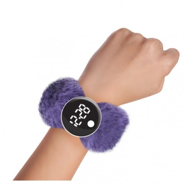 Watchitude Ψηφιακό ρολόι τύπου σλαπ με λουράκι γουνάκι Grape Jelly WTD-190