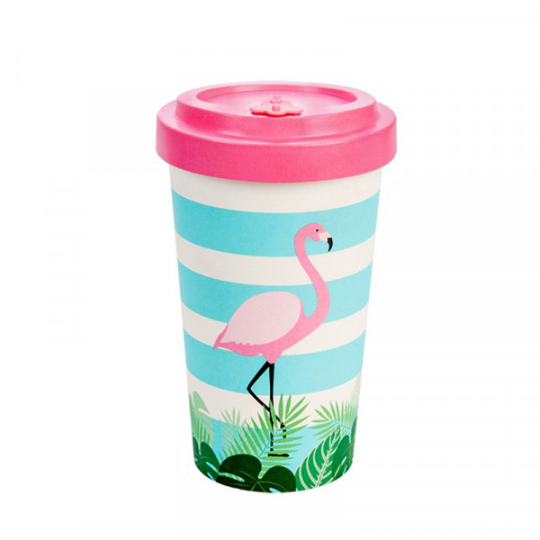 Woodway Ποτήρι από Bamboo με καπάκι Flamingo Pink 500 ml 3830066922827